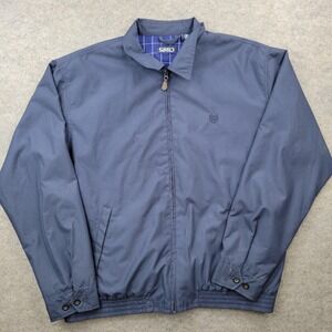 Chaps Jacket Mens XL Blue Microfiber‎ Full Zip Lined Windbreaker Elastic Hem